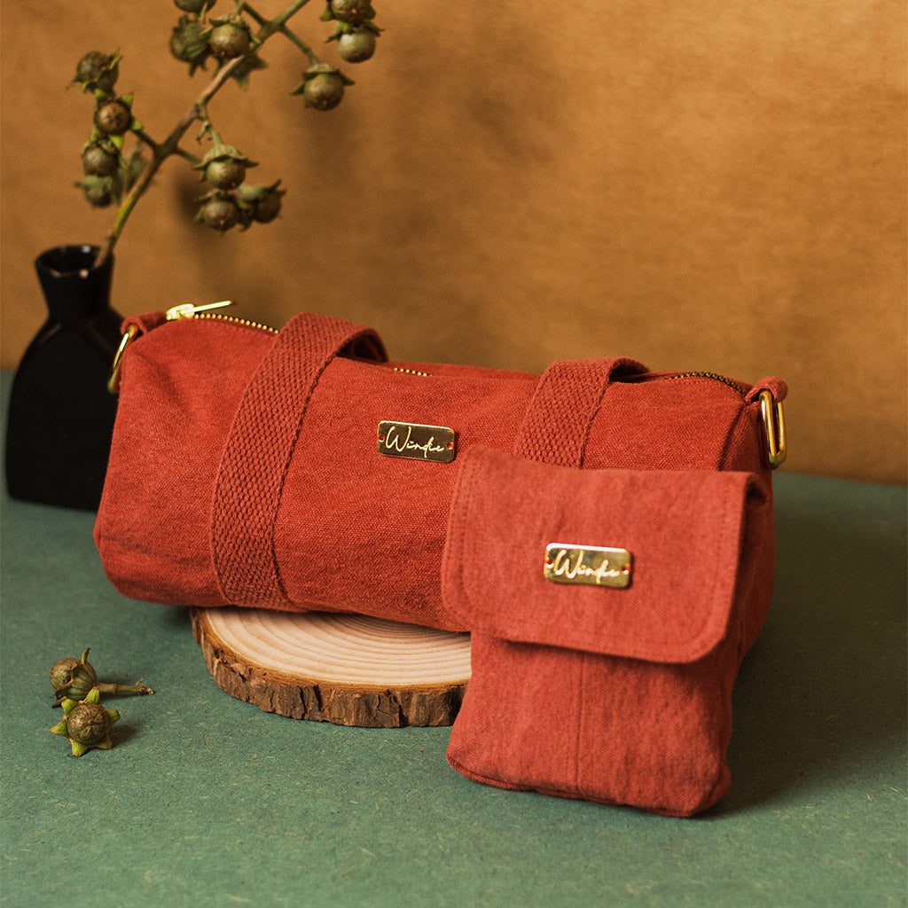 Earthy Reds Mini Duffel and Micro Coin Purse Gift Set